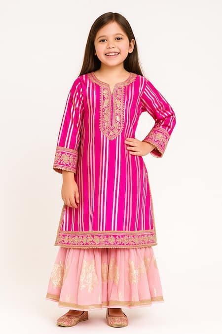 Tiny Pants Stripe Pattern Kurta & Lehenga Set 