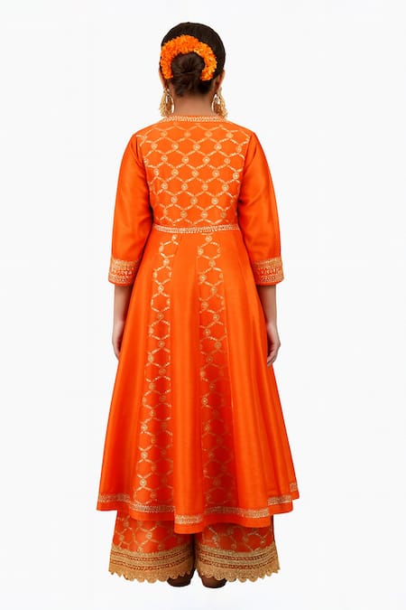 Tiny Pants Zari Embroidered Anarkali With Sharara 