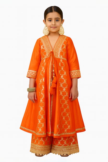 Tiny Pants Zari Embroidered Anarkali With Sharara 