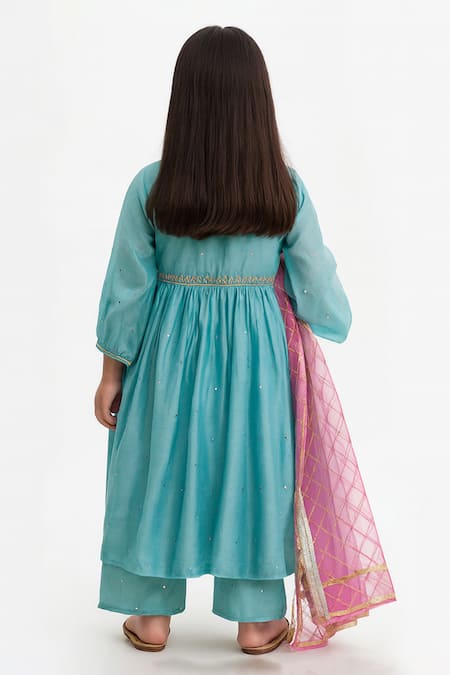 Tiny Pants Chanderi Embroidered Kurta Set 