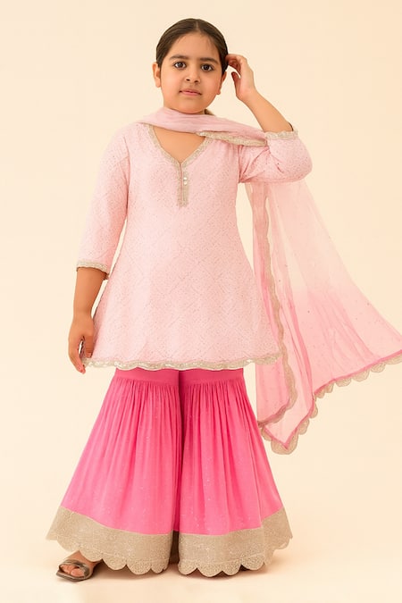 Tiny Pants Embroidered Peplum Kurta Sharara Set 