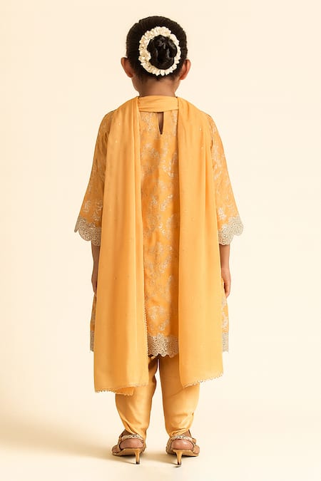 Tiny Pants Chanderi Woven Kurta Set 
