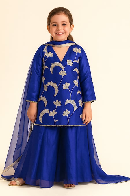 Tiny Pants Floral Embroidered Kurta Sharara Set 