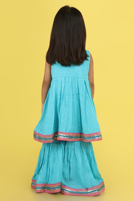 Tiny Pants Embroidered Kurta With Tiered Sharara 