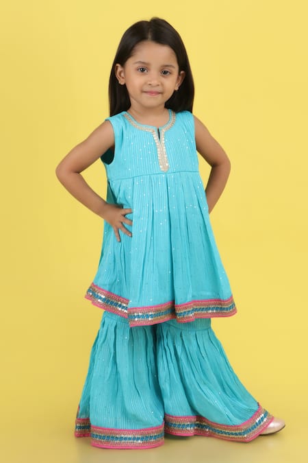 Tiny Pants Embroidered Kurta With Tiered Sharara 