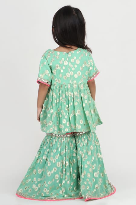 Tiny Pants Foil Print Peplum Kurta With Sharara 