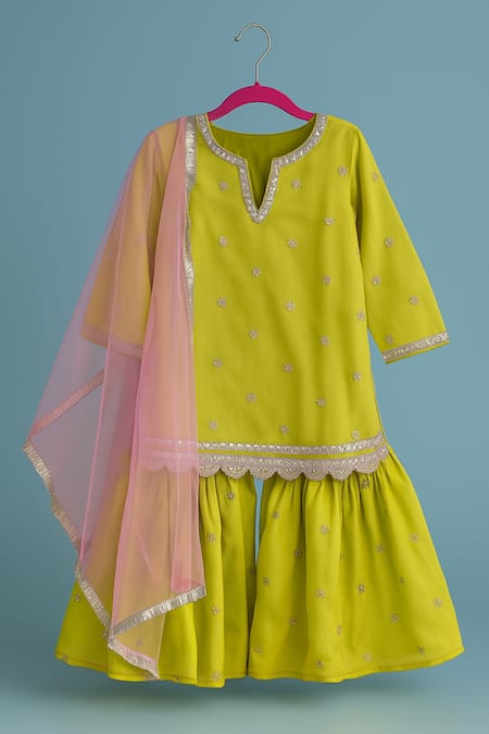 Tiny Pants Thread Embroidered Kurta Sharara Set 