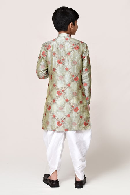 Petite Pomme Jacquard Floral Kurta & Dhoti Pant Set 