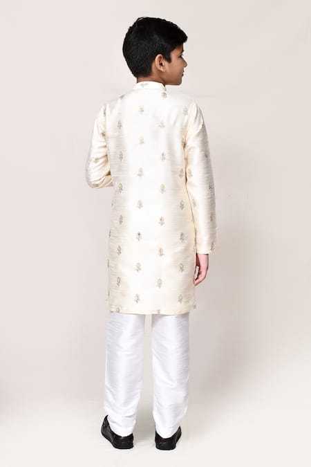 Petite Pomme Thread & Sequin Embroidered Kurta & Pant Set 
