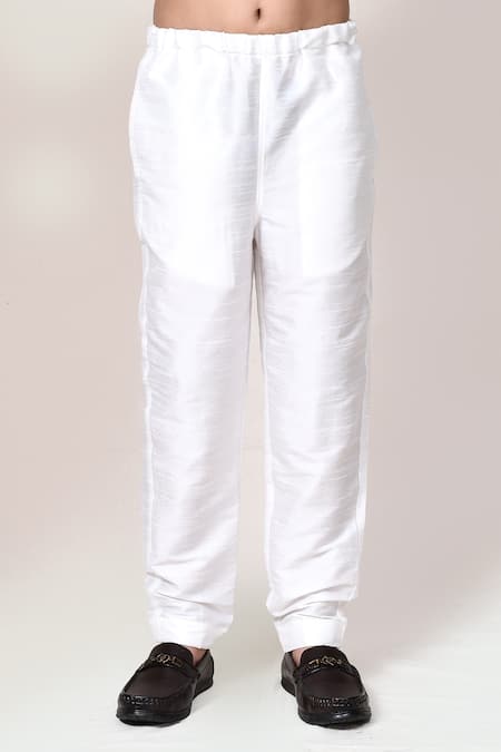 Petite Pomme_Cream Silk Embroidery, Sequins Thread And Kurta & Pant Set _at_Aza_Fashions