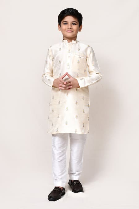 Petite Pomme Thread & Sequin Embroidered Kurta & Pant Set 