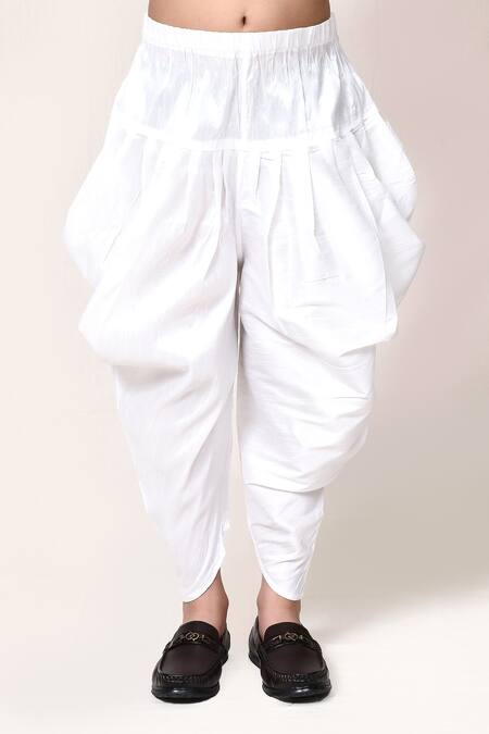 Shop_Petite Pomme_Navy Jacquard, Silk Kurta And Dhoti Pant Set _Online_at_Aza_Fashions