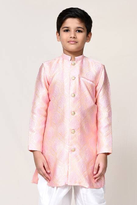 Buy Petite Pomme Pink Jacquard Kurta And Dhoti Pant Set Buy_Petite Pomme_Pink Jacquard Kurta And Dhoti Pant Set