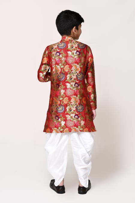 Petite Pomme Jacquard Floral Kurta & Dhoti Pant Set 