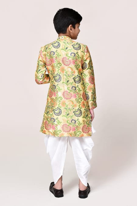 Petite Pomme Jacquard Floral Print Kurta & Dhoti Pant Set 