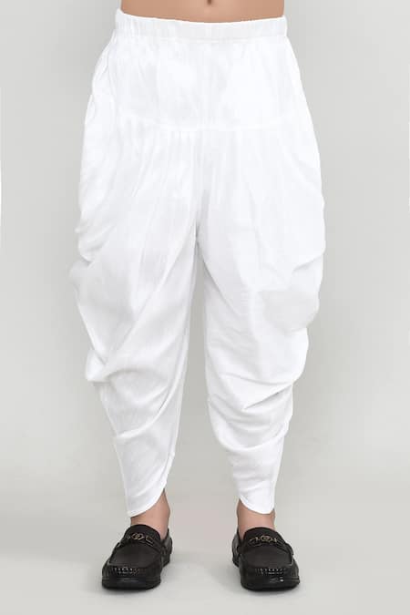 Petite Pomme_Yellow Jacquard Floral Print Kurta And Dhoti Pant Set _at_Aza_Fashions