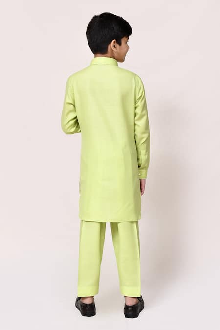 Petite Pomme Plain Linen Kurta & Pant Set 