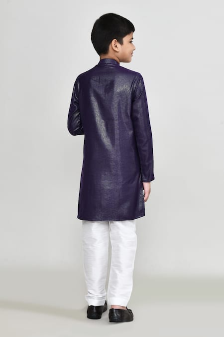 Petite Pomme Plain Shimmer Kurta Pant Set 