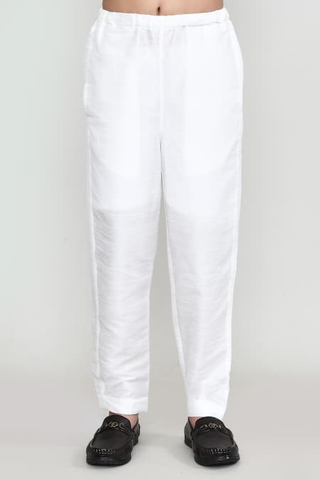 Petite Pomme_Black Georgette, Silk Printed Zigzag Kurta And Pant Set _Online_at_Aza_Fashions