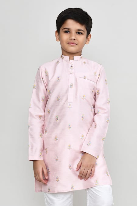 Buy Petite Pomme Pink Silk, Shantoon Sequins, Embroidery Thread Kurta With Pant Buy_Petite Pomme_Pink Silk, Shantoon Sequins, Embroidery Thread Kurta With Pant