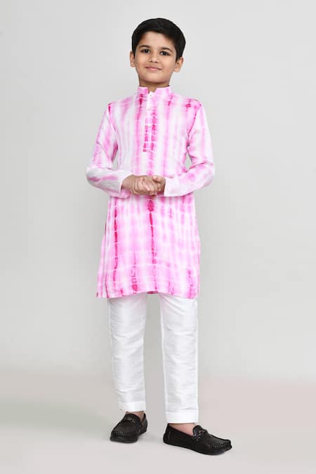 Buy_Petite Pomme_Pink Muslin, Silk Ombre Kurta With Pant _Online_at_Aza_Fashions