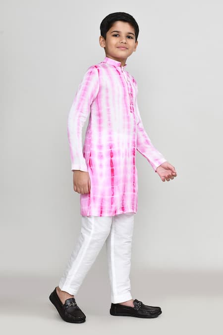 Buy_Petite Pomme_Pink Muslin, Silk Ombre Kurta With Pant 
