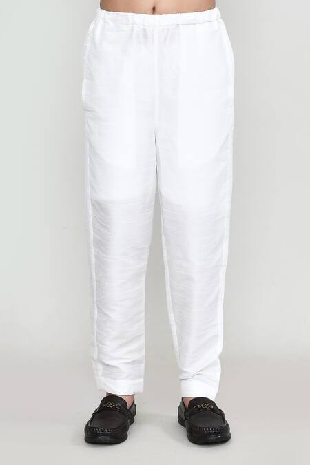 Petite Pomme_Red Cotton Satin, Cotton, Shantoon Geometric Thread Work Kurta And Pant Set _Online_at_Aza_Fashions