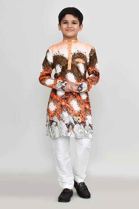 Buy_Petite Pomme_Multi Color Cotton Satin Printed Kurta And Pant Set _Online_at_Aza_Fashions