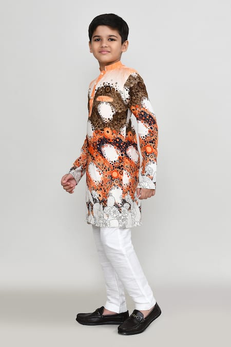 Shop_Petite Pomme_Multi Color Cotton Satin Printed Kurta And Pant Set _Online_at_Aza_Fashions