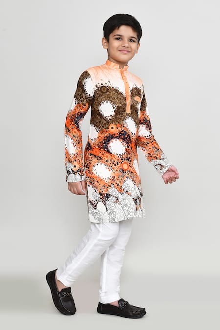 Petite Pomme_Multi Color Cotton Satin Printed Kurta And Pant Set _at_Aza_Fashions