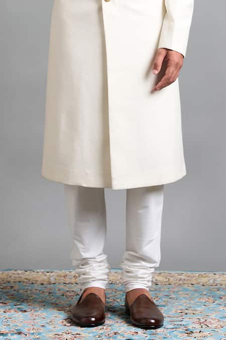 Gargee Designers_Off White Jacquard Arjun Ivory Sherwani Set _Online_at_Aza_Fashions