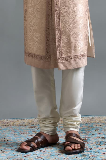 Gargee Designers Peach Cotton, Silk Embroidery, Stones Raghav Sherwani Set Online at Aza Fashions Gargee Designers_Peach Cotton, Silk Embroidery, Stones Raghav Sherwani Set _Online_at_Aza_Fashions