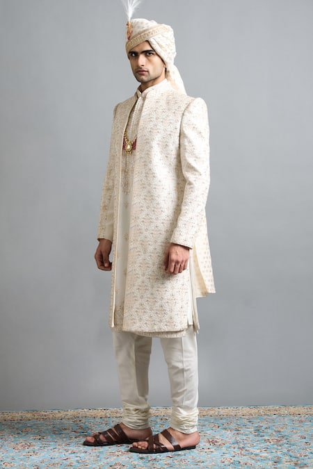 Buy Gargee Designers Ivory Dupion Embroidery Shaan Sherwani Set Online at Aza Fashions Buy_Gargee Designers_Ivory Dupion Embroidery Shaan Sherwani Set _Online_at_Aza_Fashions