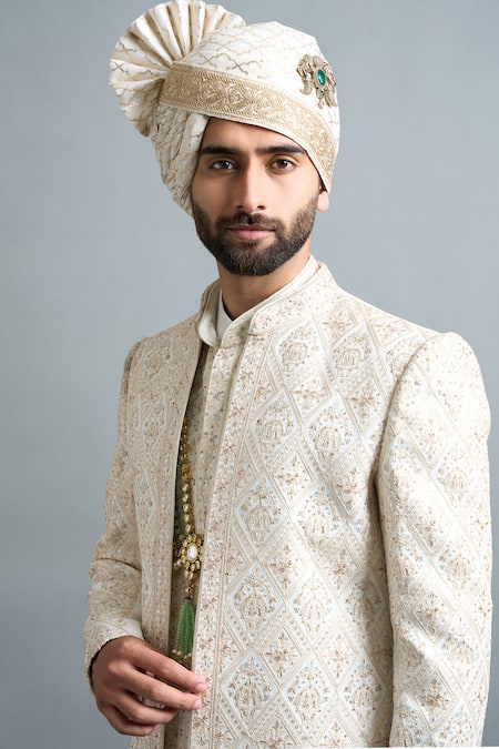 Buy Gargee Designers Ivory Dupion Embroidery Devansh Sherwani Set Online at Aza Fashions Buy_Gargee Designers_Ivory Dupion Embroidery Devansh Sherwani Set _Online_at_Aza_Fashions