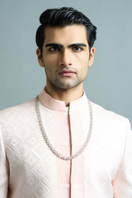 Gargee Designers Blush Jacquard Aarush Pink Sherwani Set at Aza Fashions Gargee Designers_Blush Jacquard Aarush Pink Sherwani Set _at_Aza_Fashions