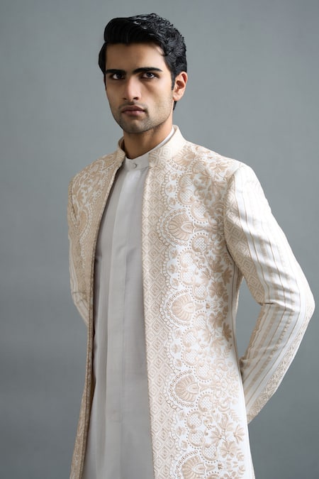 Buy Gargee Designers Ivory Embroidery Aaryan Jacket And Kurta Set Online at Aza Fashions Buy_Gargee Designers_Ivory Embroidery Aaryan Jacket And Kurta Set _Online_at_Aza_Fashions