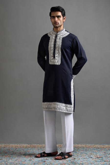 Buy_Gargee Designers_Navy Embroidery Neelash Kurta Pant Set _Online_at_Aza_Fashions