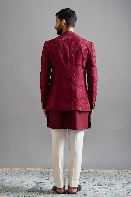 Gargee Designers Maroon Majesty Jacket Kurta Set