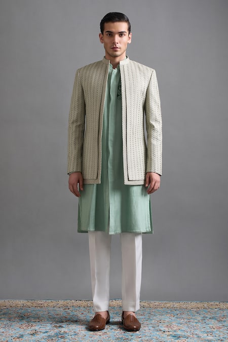 Gargee Designers Mint Majesty Jacket Kurta Set