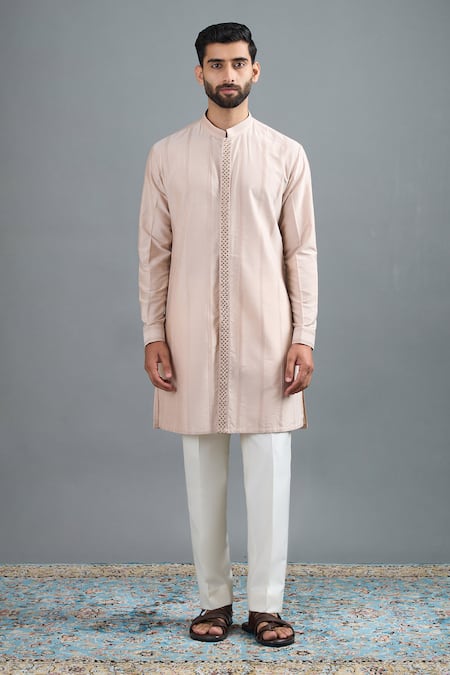 Shop Gargee Designers Beige Silk Embroidery Surya Jacket And Kurta Set Online at Aza Fashions Shop_Gargee Designers_Beige Silk Embroidery Surya Jacket And Kurta Set _Online_at_Aza_Fashions