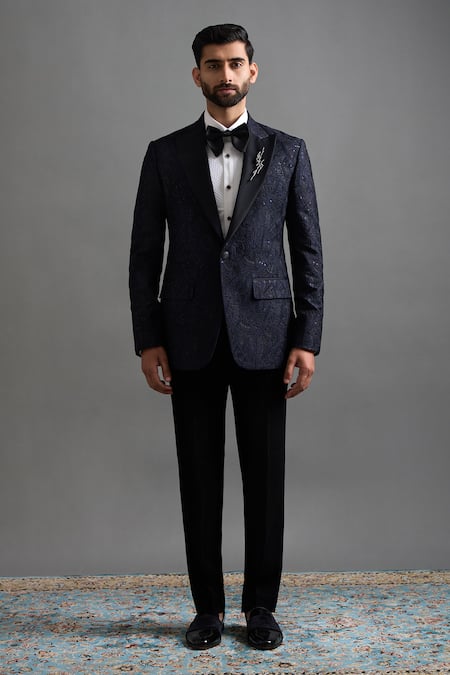 Buy Gargee Designers Navy Polyester Embroidery Nakshatra Tuxedo Pant Set Online at Aza Fashions Buy_Gargee Designers_Navy Polyester Embroidery Nakshatra Tuxedo Pant Set _Online_at_Aza_Fashions