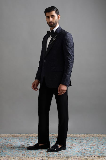 Gargee Designers Navy Polyester Embroidery Nakshatra Tuxedo Pant Set at Aza Fashions Gargee Designers_Navy Polyester Embroidery Nakshatra Tuxedo Pant Set _at_Aza_Fashions