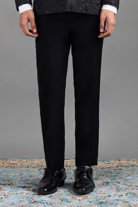 Gargee Designers Black Jacquard Embroidery Rajat Tuxedo Pant Set Online at Aza Fashions Gargee Designers_Black Jacquard Embroidery Rajat Tuxedo Pant Set _Online_at_Aza_Fashions