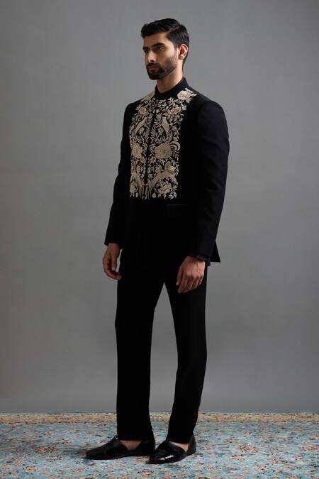 Buy Gargee Designers Black Polyester Embroidery Vanraj Jodhpuri Pant Set Online at Aza Fashions Buy_Gargee Designers_Black Polyester Embroidery Vanraj Jodhpuri Pant Set _Online_at_Aza_Fashions