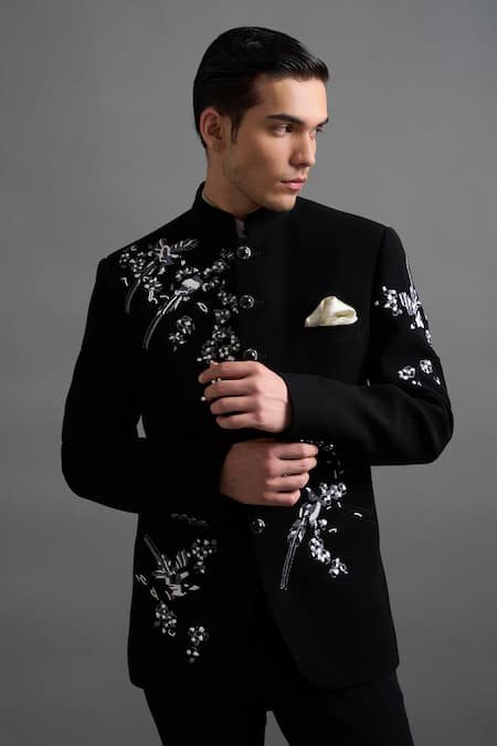 Gargee Designers Black Polyester Embroidery Neelkamal Jodhpuri Pant Set Online at Aza Fashions Gargee Designers_Black Polyester Embroidery Neelkamal Jodhpuri Pant Set _Online_at_Aza_Fashions