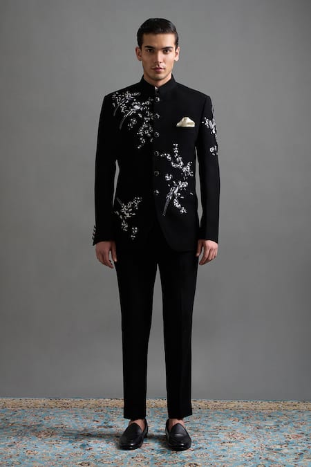 Shop Gargee Designers Black Polyester Embroidery Neelkamal Jodhpuri Pant Set Online at Aza Fashions Shop_Gargee Designers_Black Polyester Embroidery Neelkamal Jodhpuri Pant Set _Online_at_Aza_Fashions