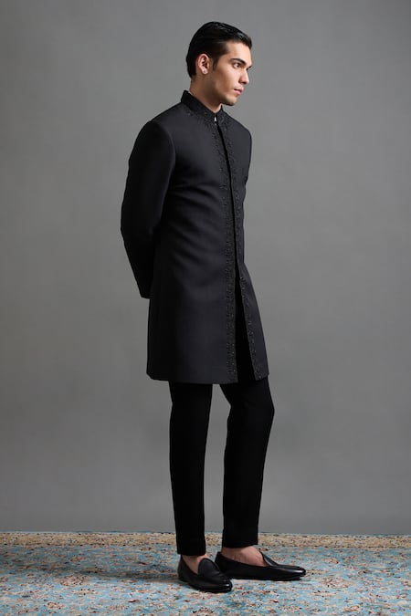 Buy Gargee Designers Black Jacquard Embroidery Kaalratri Bandhgala Pant Set Online at Aza Fashions Buy_Gargee Designers_Black Jacquard Embroidery Kaalratri Bandhgala Pant Set _Online_at_Aza_Fashions