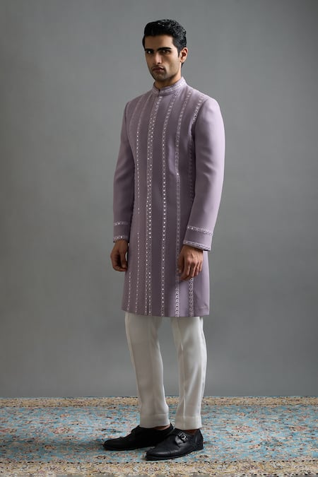 Gargee Designers Purple Polyester Mirrors, Embroidery Tarang Sherwani Pant Set Online at Aza Fashions Gargee Designers_Purple Polyester Mirrors, Embroidery Tarang Sherwani Pant Set _Online_at_Aza_Fashions