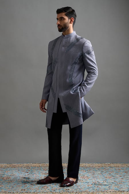 Buy Gargee Designers Gray Beads Aarohan Embroidered Bandhgala And Pant Set Online at Aza Fashions Buy_Gargee Designers_Gray Beads Aarohan Embroidered Bandhgala And Pant Set _Online_at_Aza_Fashions