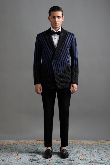 Shop Gargee Designers Black Polyester Embroidery, Sequins Neelaya Tuxedo Pant Set Online at Aza Fashions Shop_Gargee Designers_Black Polyester Embroidery, Sequins Neelaya Tuxedo Pant Set _Online_at_Aza_Fashions